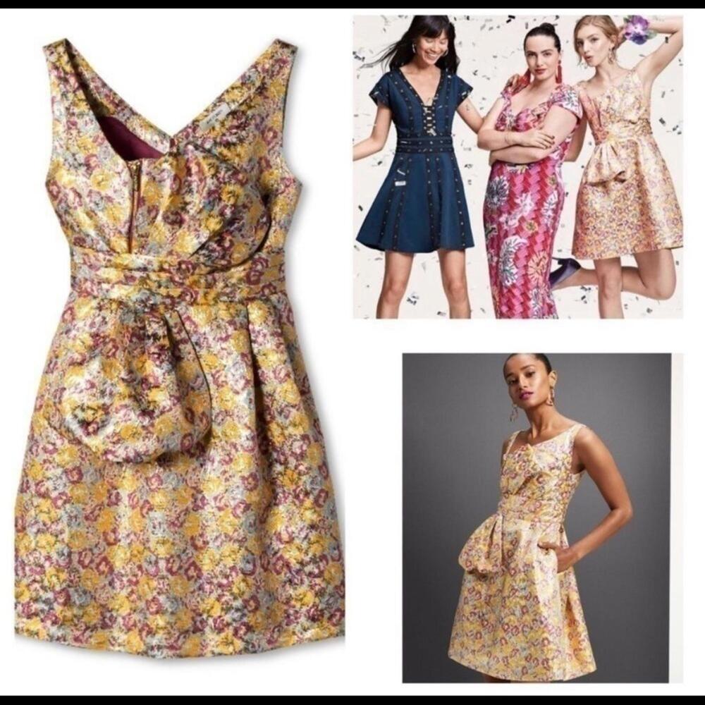 NWT Zac Posen Target Size 11 Metallic Brocade Floral Bow Party Dress W Pockets